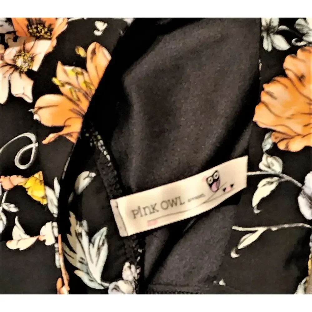 PINK OWL APPAREL Cutest Women's Black Floral Mini Skort